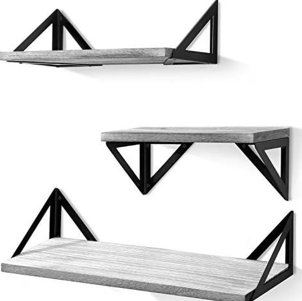Gray Wall Display Shelves 3pk NEW